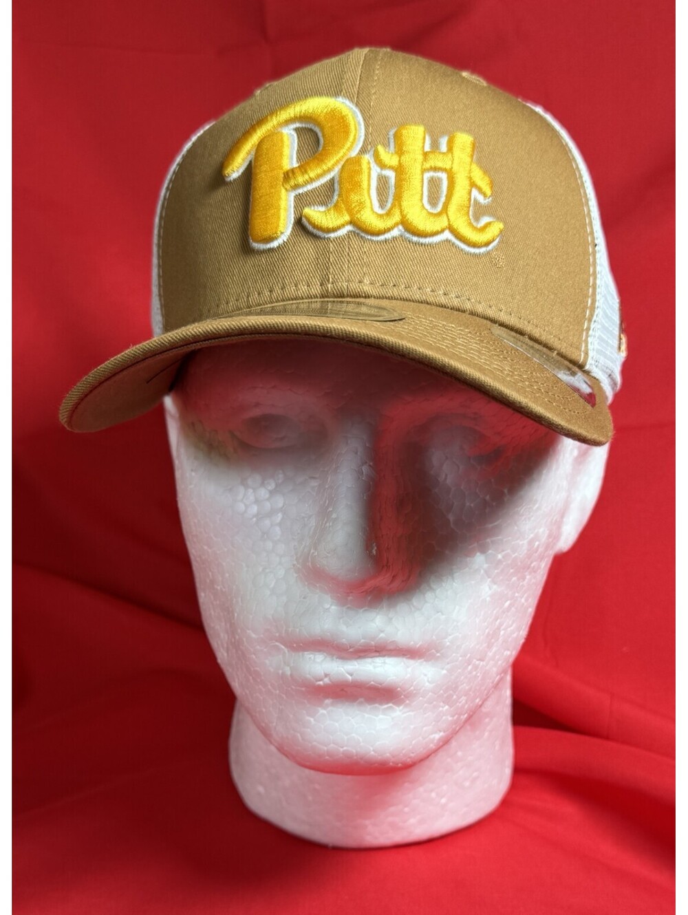 New Era 9SEVENTY Pittsburgh Pitt Panthers Trucker Snapback Hat Khaki/White NEW